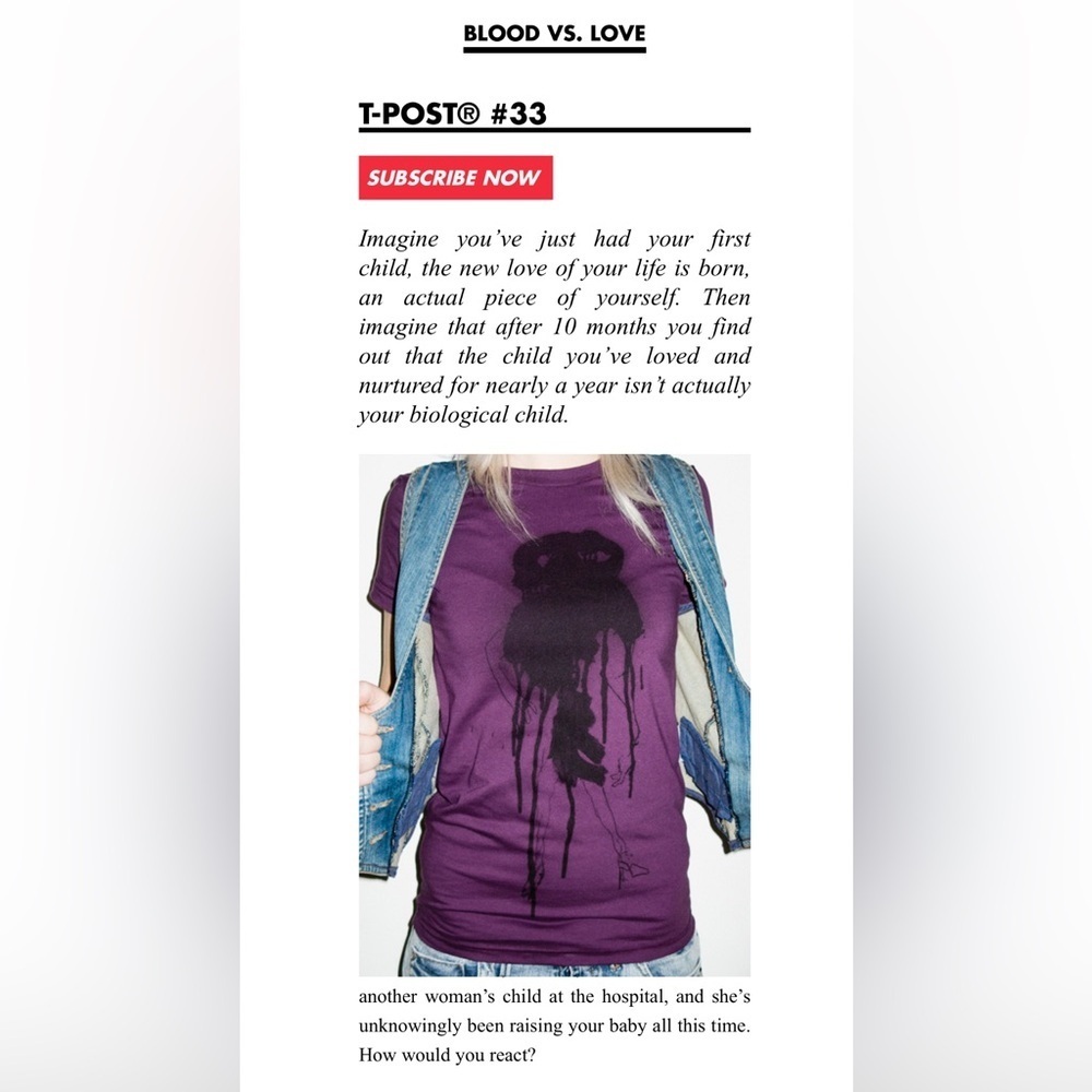4/$20 T-Post purple graphic t-shirt, Blood vs. Love - Picture 2 of 9